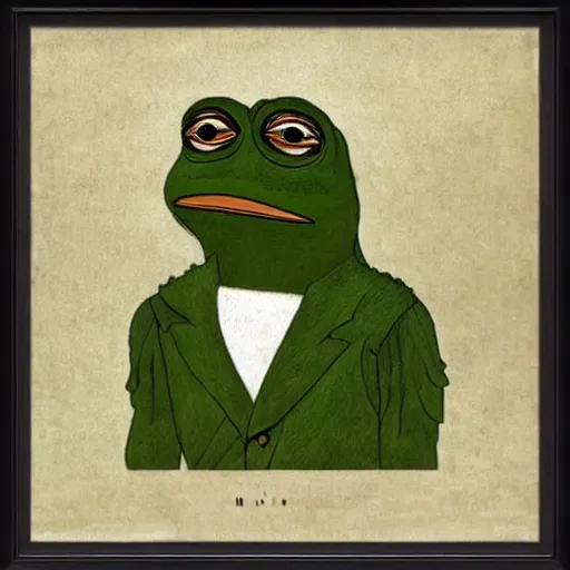 Prompt: pepe the frog as world war 1 general, elegant portrait by sandro botticelli, detailed, symmetrical, intricate