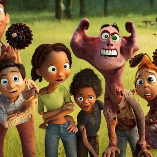 Image similar to A Pixar movie about The Walking Dead