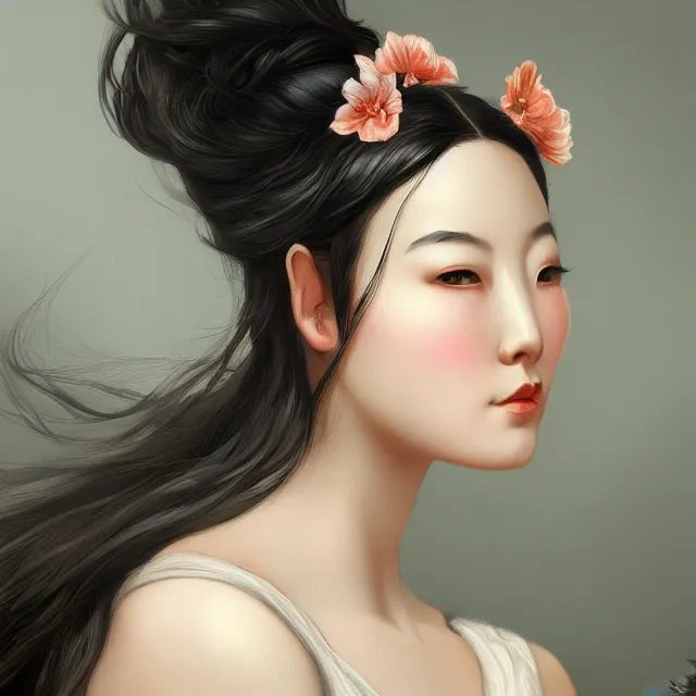 Image similar to beautiful women with oriental faces, character portrait, sharp, digital matte painting, by asher brown durand, trending on artstation