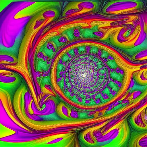 Image similar to fantasy art hyper realistic ai created interesting bizarre fractal psychedelic fantastic art award winning best ultra detailed magnificent