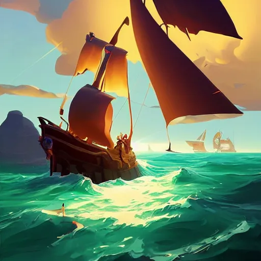 Image similar to painting treasure on sea of thieves game smooth median photoshop filter cutout vector, behance hd by jesper ejsing, by rhads, makoto shinkai and lois van baarle, ilya kuvshinov, rossdraws global illumination