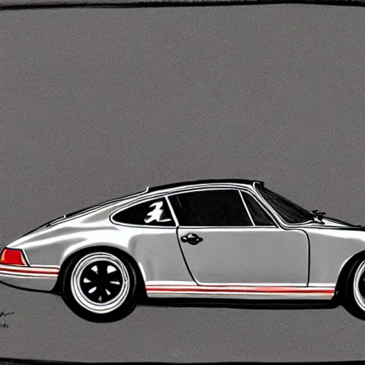 Prompt: A hand drawn sketch of a Porsche 911
