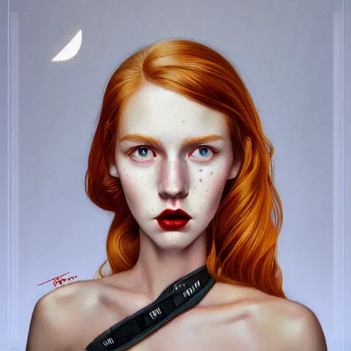 Image similar to Lofi pale redhead with freckles portrait, Pixar style, by Tristan Eaton Stanley Artgerm and Tom Bagshaw.