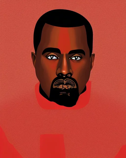 Prompt: Malika Favre minimalist vector digital illustration of Kanye West on red background