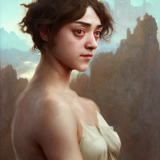 Prompt: arya stark as venus, masterpiece 4k digital illustration by Ruan Jia and Mandy Jurgens and Artgerm and william-adolphe bouguereau, highly detailed, trending on artstation, award winning,