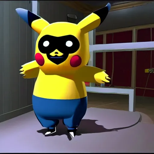 Image similar to pikachu as a scary animatronic in the game Five Nights at Freddy’s