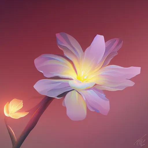 Image similar to Luminescent flower blooming at twilight, cgsociety, r/art