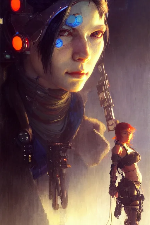 Image similar to full character, a cyberpunk future sniper girl character design, final fantasy face, painting by gaston bussiere, katsuya terada, nc wyeth, greg rutkowski, craig mullins, vermeer, trending on artstation, jeffery catherine jones