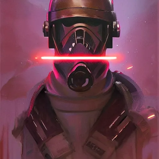 Prompt: star wars concept art by greg rutkowski, a soldier of the galactic dominion, wearing purple and red tactical gear, highly detailed portrait, digital painting, artstation, concept art, smooth, sharp foccus ilustration, artstation hq