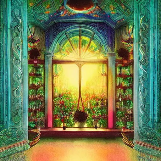 Prompt: A beautiful photograph. It has no visible auditory organs, just eyes, human eyes, hundreds of them, in the ends of stalks that radiate from its body like some exotic fruit. backlit, camera obscura by Patrice Murciano, by Marianne North peaceful