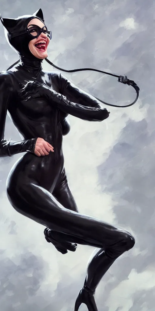 Image similar to Every catwoman ever laughing at you, Darek Zabrocki, Karlkka, Jayison Devadas, Phuoc Quan, trending on Artstation, 8K, ultra wide angle, pincushion lens effect