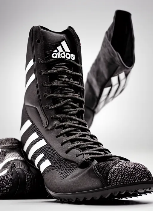 Image similar to hyperrealistic and heavy detailed product photo adidas avant garde boots of movie the fifth element, in front of white back drop, whole shoe is in picture, leica sl 2 5 0 mm, vivid color, high quality, high textured, real life