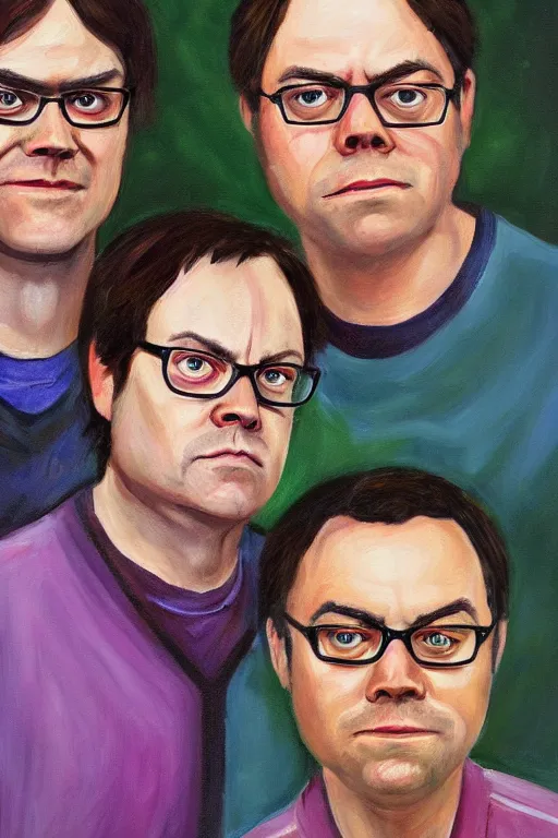 Image similar to portrait painting of dwight schrute and joe lo truglio