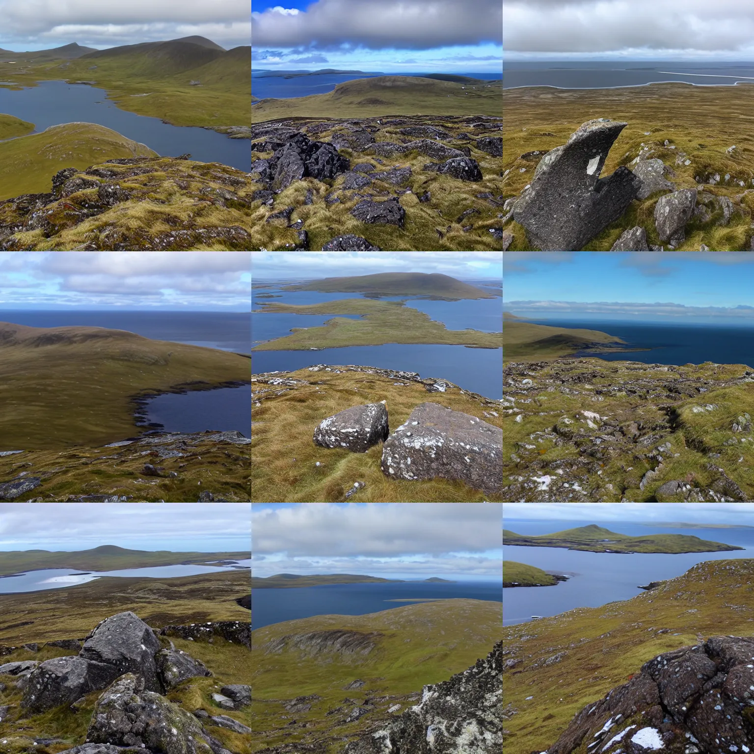Prompt: View from the top of the highest point in the outer Hebrides