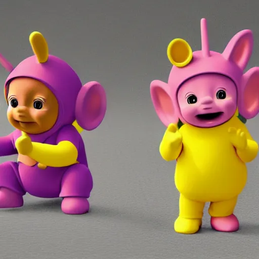 Image similar to Teletubbies with wide open eyes and smile, highly detailed, sharp focus, octane render, realistic eyes