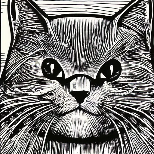 Image similar to cat woodcut print by Samuel Jessurun de Mesquita