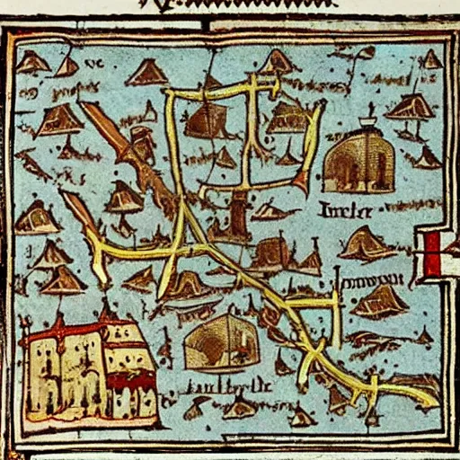 Image similar to medieval map of the town of yelm