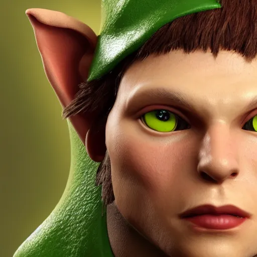 Image similar to a close up of a person in a elf costume, a character portrait by Guillermo del Toro, polycount, antipodeans, unreal engine 5, unreal engine, cryengine