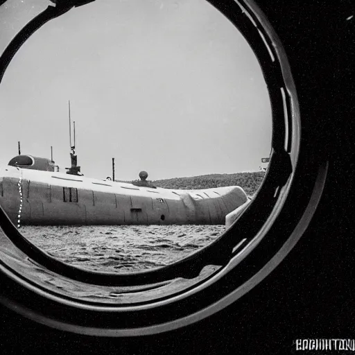 Prompt: a ghost leviathan seen through the porthole of a submarine, dark, underwater,