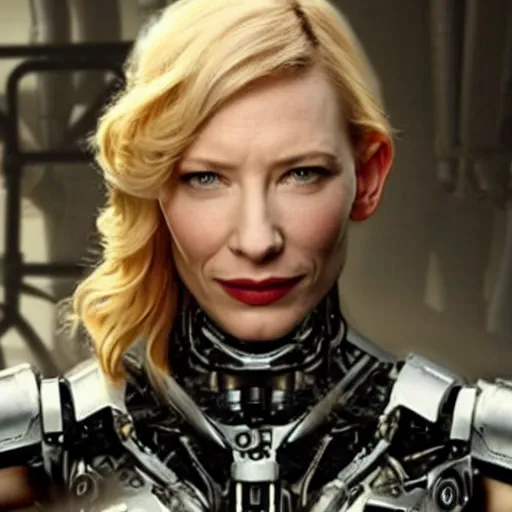 Image similar to mechanical war cyborg cate blanchett