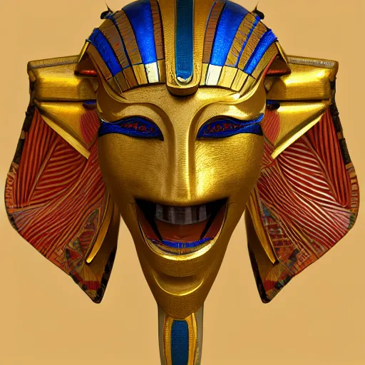 Image similar to egyptian mask inspired by a mantis and a dragon, trending on artstation, 4 k