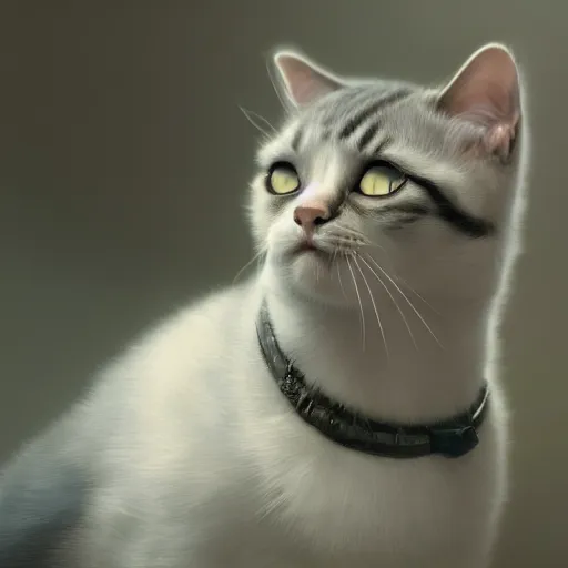 Image similar to a high detail photograph of a cat, high detail cinematic lighting, 8k, establishing shot, photorealism, cgcosiety, trending on artstation, by greg rutkowski