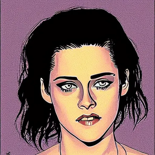 Image similar to “ kristen stewart retro minimalist portrait by jean giraud, moebius starwatcher comic, 8 k ”