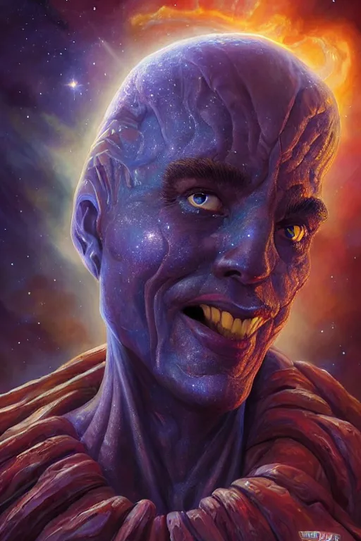 Image similar to beautiful oil painting with high detail of a wise Space ent(Winking) made of stars and plasma, hybrid from dungeons and dragons and art direction by James Cameron ;by artgerm; wayne reynolds art station; cinematic quality character render; low angle; ultra high quality model; production quality cinema model