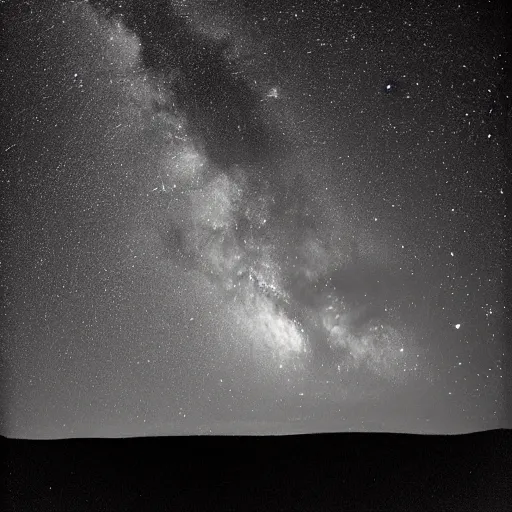 Prompt: stunning photograph of the milky way taken by ansel adams from a spaceship