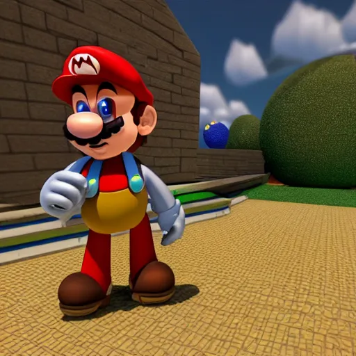 Image similar to A bot in the game Super Mario 64, unreal engine, highly detailed, 8k, vray