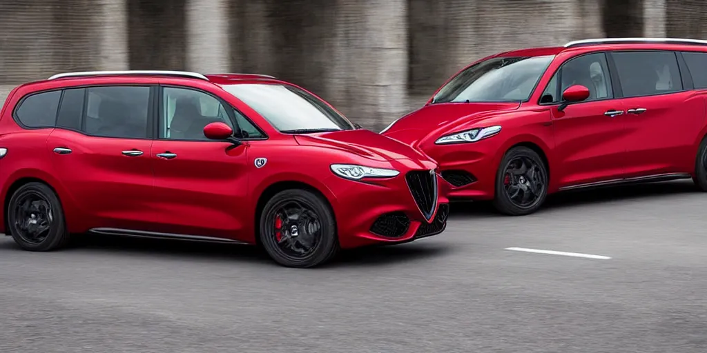 Image similar to “2022 Alfa Romeo Minivan, red”