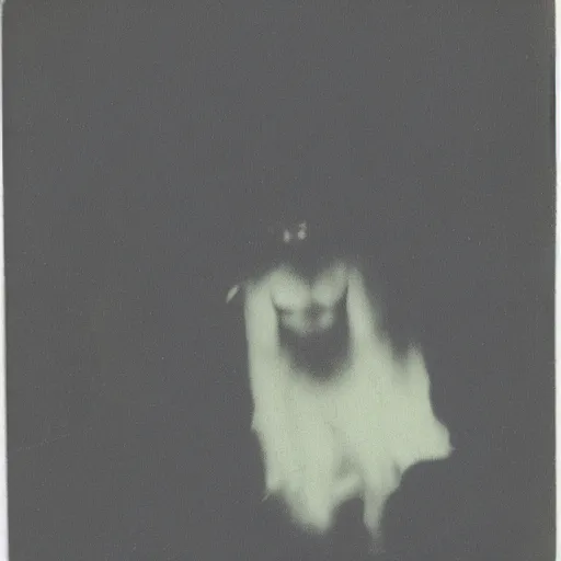 Image similar to old polaroid of a demon apearing in a dark spot of a room