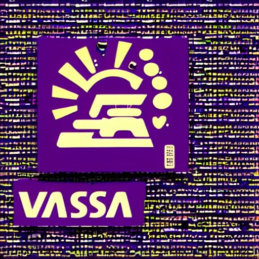 Image similar to visa card logo with japanese characters, vaporwave mallsoft aesthetic