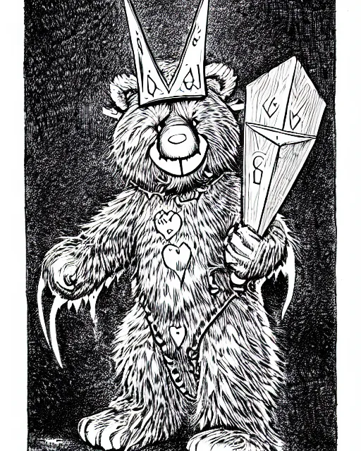 Image similar to a care bear as a d & d monster, pen - and - ink illustration, etching, by russ nicholson, david a trampier, larry elmore, 1 9 8 1, hq scan, intricate details, high contrast