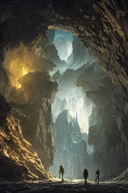 Image similar to beautiful crystal geode, alex ross, eddie mendoza, raphael lacoste, sebastian ludke, concept art, matte painting, highly detailed, rule of thirds, dynamic lighting, cinematic, detailed, magnificiant landscape, denoised, centerd