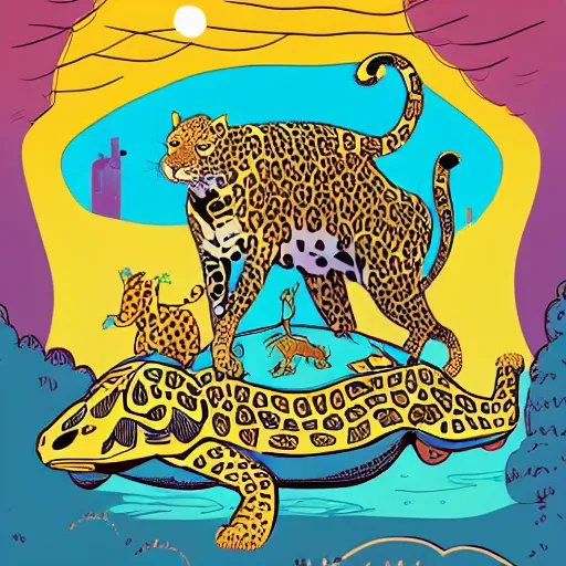 Image similar to the story of the leopard and the tortoise african children storybook colourized book mockup behance presentation in the style of josan gonzalez