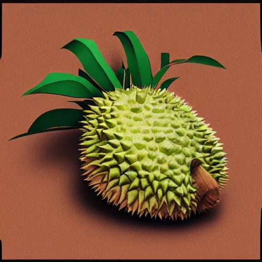 Image similar to “durian fruit dressed as a wwii soldier” octane render