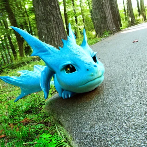 Prompt: vaporeon riding a bicycle trail camera footage