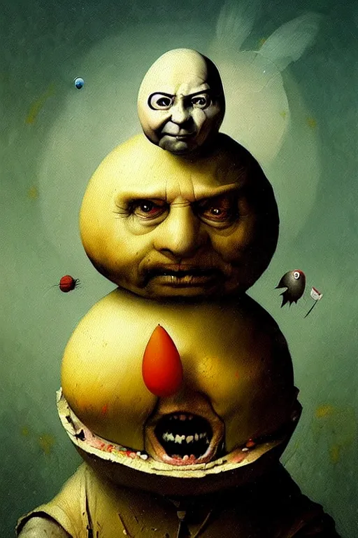 Image similar to hieronymus bosch greg rutkowski, oil painting of humpty dumpty