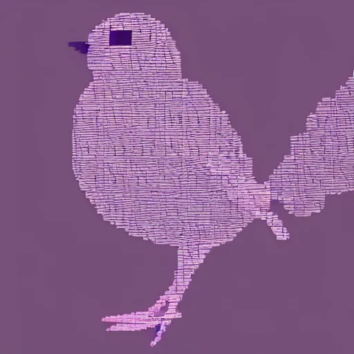 Prompt: a beautiful bird digitally glitched and pixelated, purple background, concept art