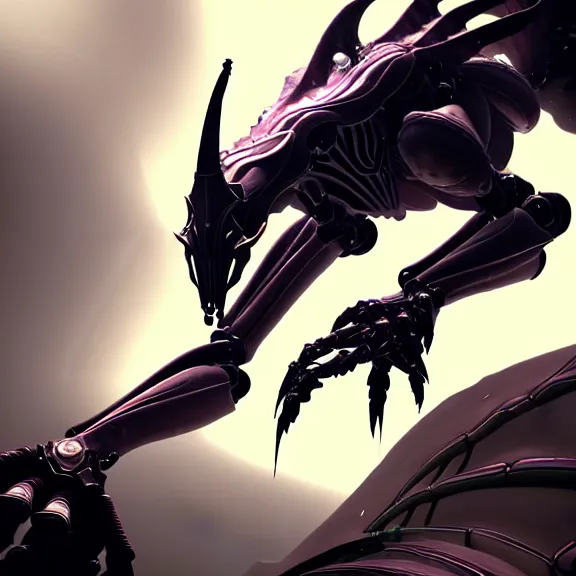 Image similar to highly detailed giantess shot, worms eye view, looking up at a giant 500 foot tall beautiful stunning saryn prime female warframe, as a stunning anthropomorphic robot female dragon, looming over you, walking toward you, detailed warframe legs towering over you, camera looking up, posing elegantly over you, sleek sharp claws, detailed robot dragon feet about to step on you, intimidating, proportionally accurate, two arms, two legs, camera close to the legs and feet, giantess shot, warframe fanart, ground view shot, cinematic low shot, high quality, captura, realistic, professional digital art, high end digital art, furry art, macro art, giantess art, anthro art, DeviantArt, artstation, Furaffinity, 3D realism, 8k HD octane render, epic lighting, depth of field