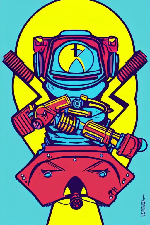 Image similar to fallout 7 6 retro futurist illustration art by butcher billy, sticker, colorful, illustration, highly detailed, simple, smooth and clean vector curves, no jagged lines, vector art, smooth andy warhol style