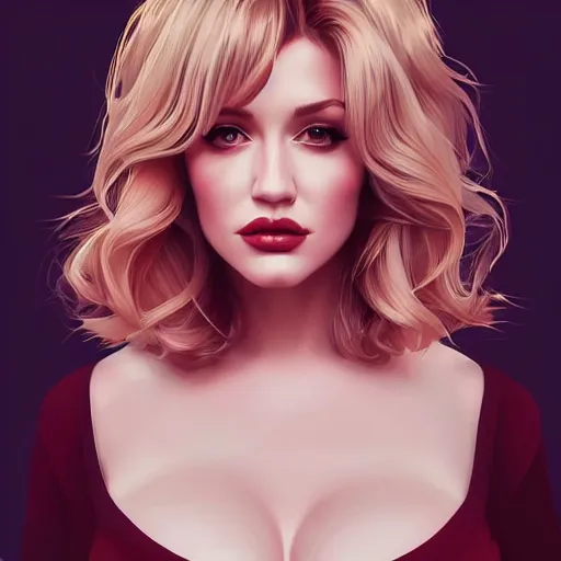 Image similar to a beautiful gina gershon christina hendricks kat dennings dolly parton instagram model by wlop and ilya kuvshinov and artgerm, symmetrical eyes, aesthetic, gorgeous, stunning, alluring, attractive, artstation, deviantart, pinterest, digital art