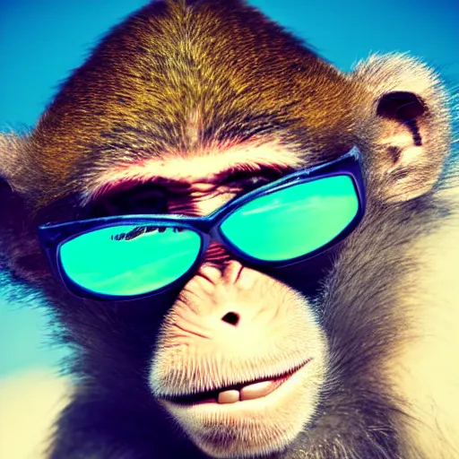 Prompt: stock footage, monkey with sunglass