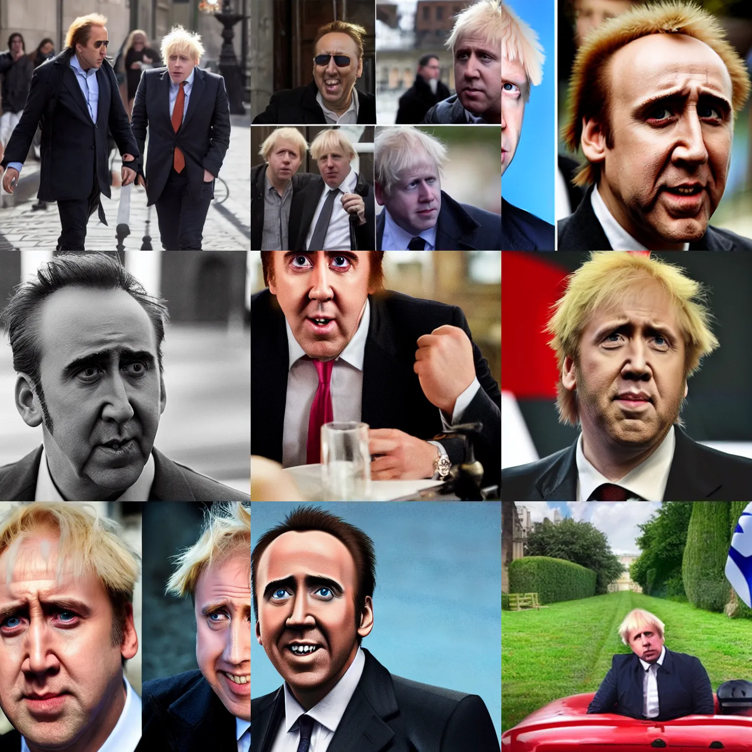 Prompt: nicolas cage as boris johnson