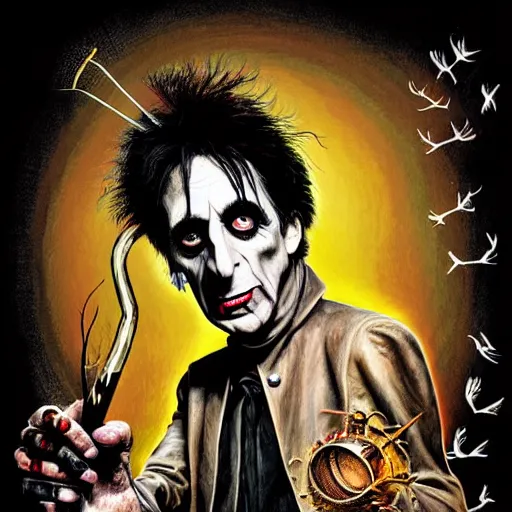 Image similar to graphic illustration, creative design, alice cooper as harry potter, biopunk, francis bacon, highly detailed, hunter s thompson, concept art