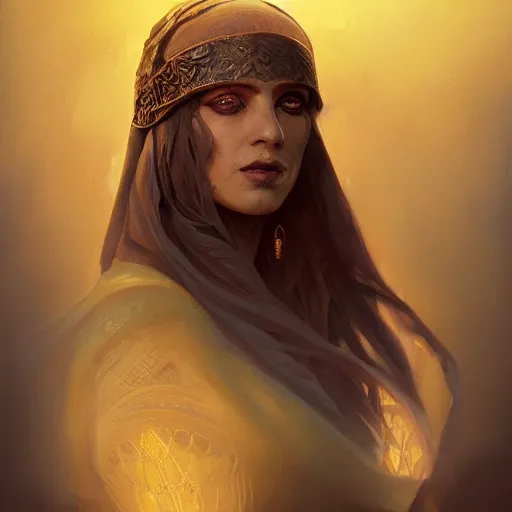 Image similar to Gracious Isis priestess portrait, atmospheric lighting, painted, intricate, volumetric lighting, beautiful, rich deep colors masterpiece, golden hour, sharp focus, ultra detailed, by Leesha Hannigan, Ross Tran, Thierry Doizon, Kai Carpenter,Ignacio Fernández Ríos