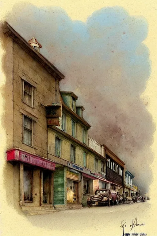 Image similar to (((((1950s small town. muted colors.))))) by Jean-Baptiste Monge !!!!!!!!!!!!!!!!!!!!!!!!!!!