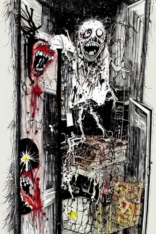 Image similar to nightmare in my closet by ralph steadman