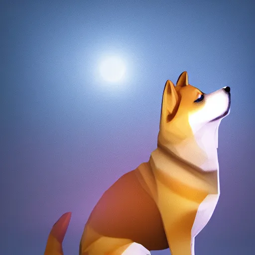 Image similar to shiba inu dog bonk meme, low poly, character design, highly detailed digital art, atmosphere, glow, lens flare, cinematic lightning, hyperrealistic, focused, extreme details, 4 k, ultra detailed, trending on artstation, masterpiece, digital art.